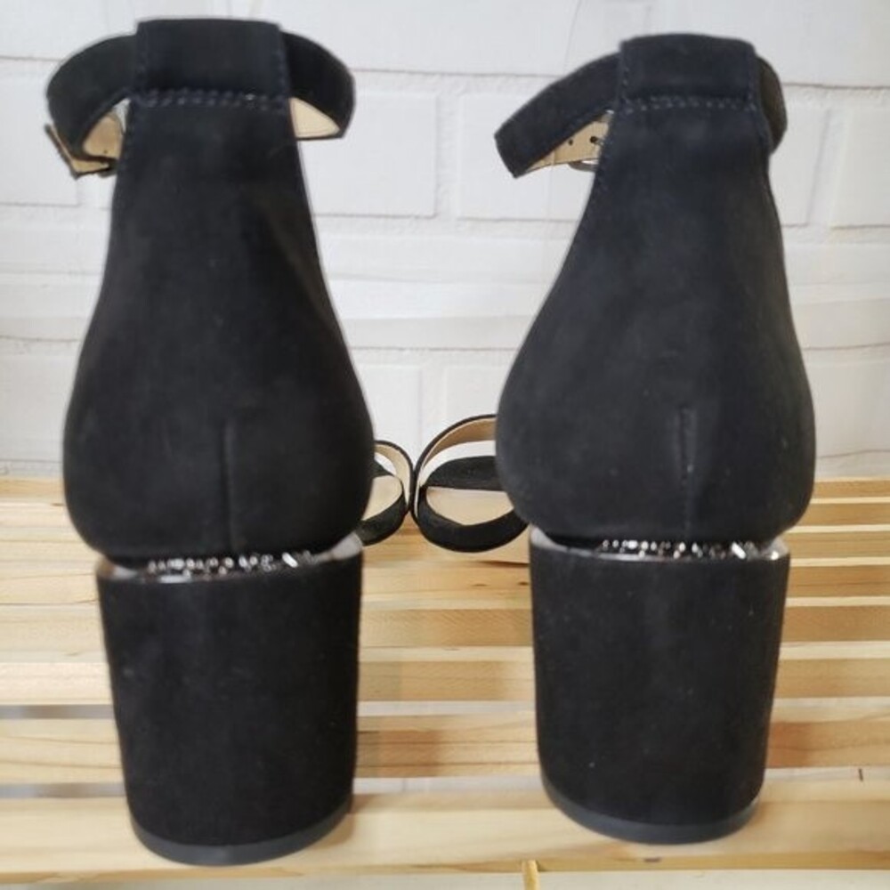 Antonio Melani Odella Black Suede Ankle Strap Block Heel Sandals Sz 12 - Picture 3 of 9